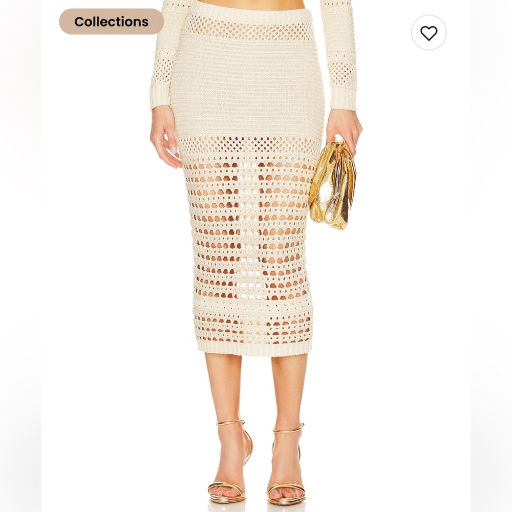 Retrofete Raya Skirt in Ivory and Gold Size Medium